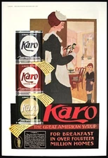 Vintage 1920 KARO Pancake Syrup in Shiny Cans Colorful Kitchen Decor PRINT AD