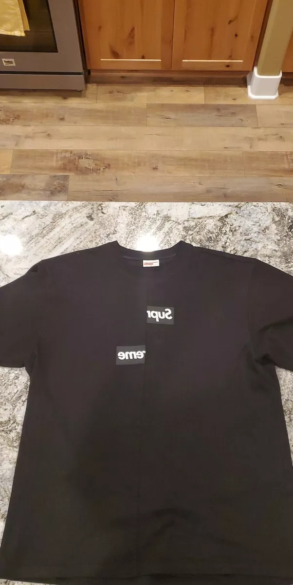 SUPREME X COMME DES GARCONS SHIRT / SPLIT BOX LOGO TEE (BLACK) / 100%  AUTHENTIC