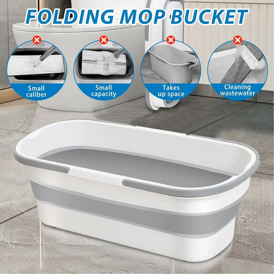 Putzeimer Wassereimer Wischeimer mit Bügel Rollen rechteckig 26 Liter Grau Eimer - Bild 3 von 4