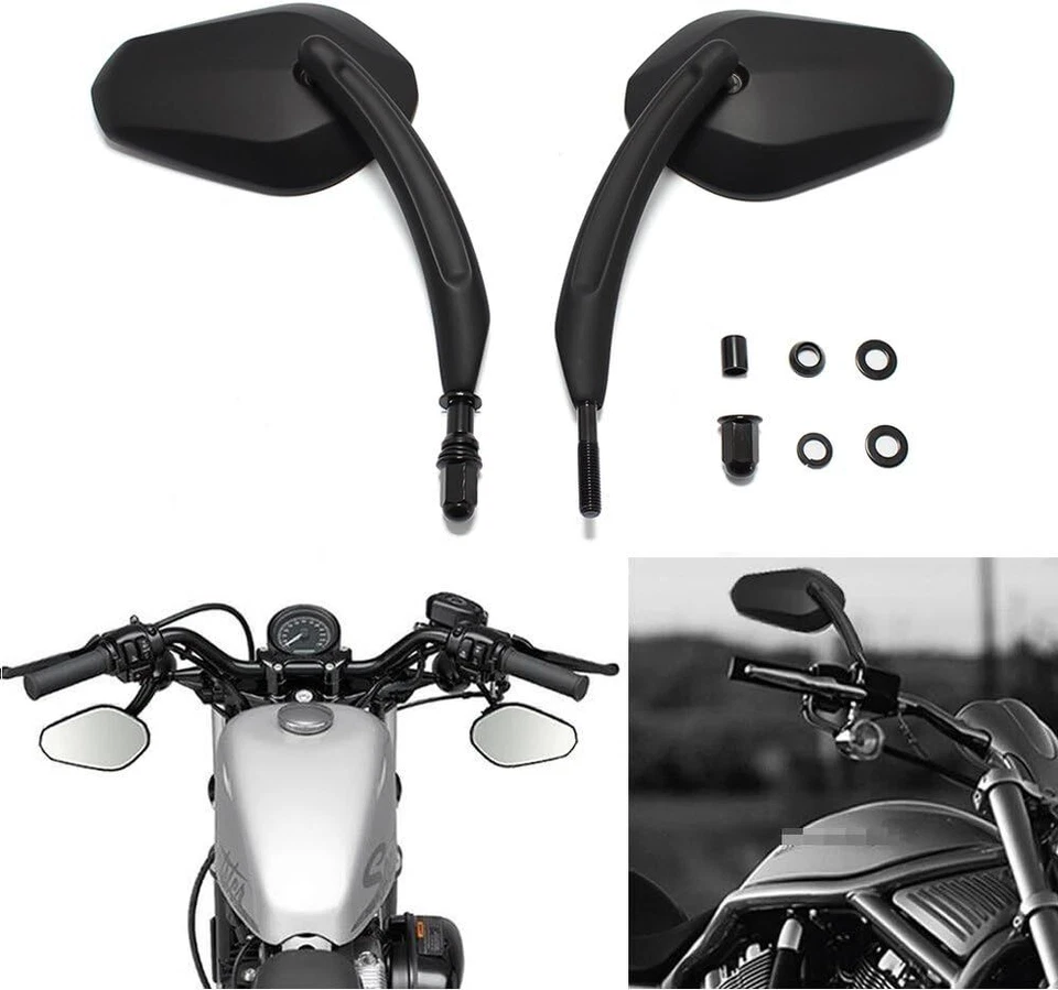 Espejos retrovisores laterales para Harley Davidson Street Glide Road King Softail XL 800 Sportster Foto 3 de 4