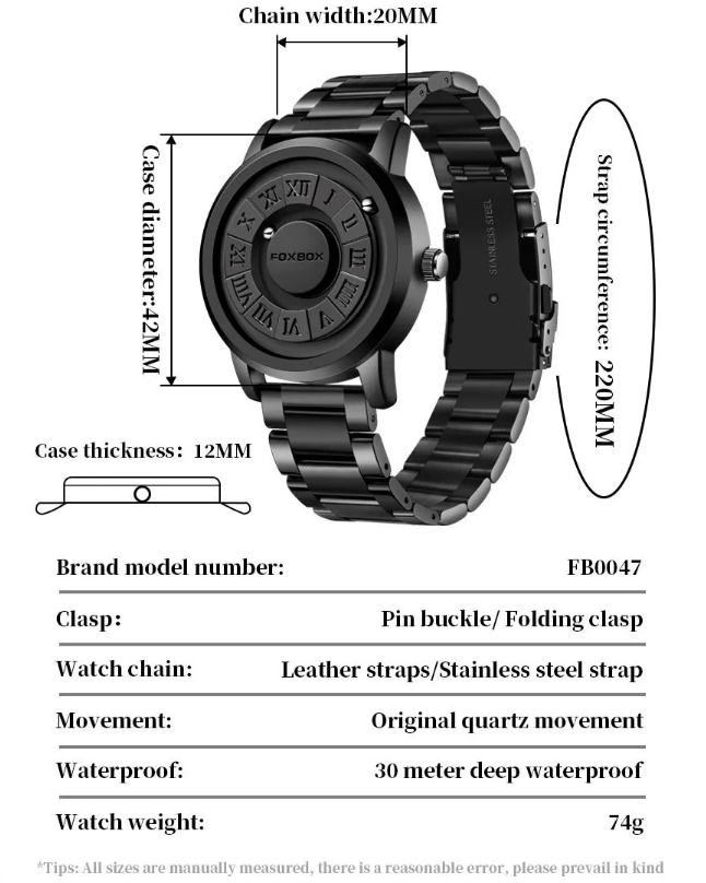 Mens Watch Ball Bearing Wrist Watches Unique Stainless Steel