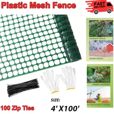 4 x 100FT Temporary Safety Plastic Fence Garden Mesh Animal Barrier Zip Ties