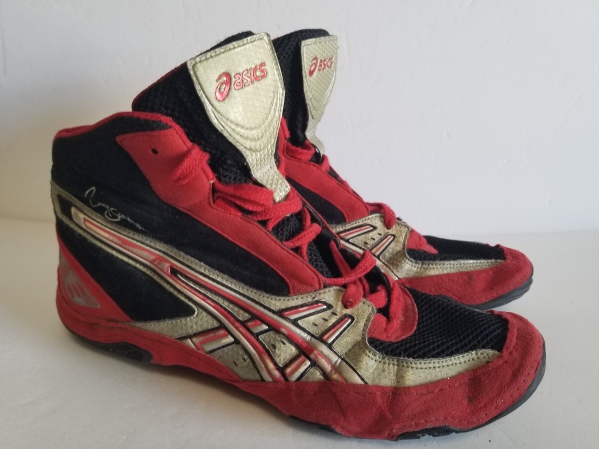 Asics Cael Sanderson V3.0 Wrestling Cyclone Red Gray Black Shoes