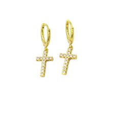 Cubic zirconia cross Earring gold filled Gold Color