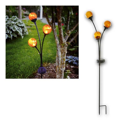 Metall Solar LED Gartenstab TRIESTE 3x Glaskugeln Design Gartenleuchte Leuchte - Bild 2 von 5