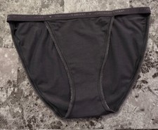 NWOT VICTORIA'S SECRET S CHARCOAL GRAY VS PICOT LOGO RARE STRING BIKINI PANTIES