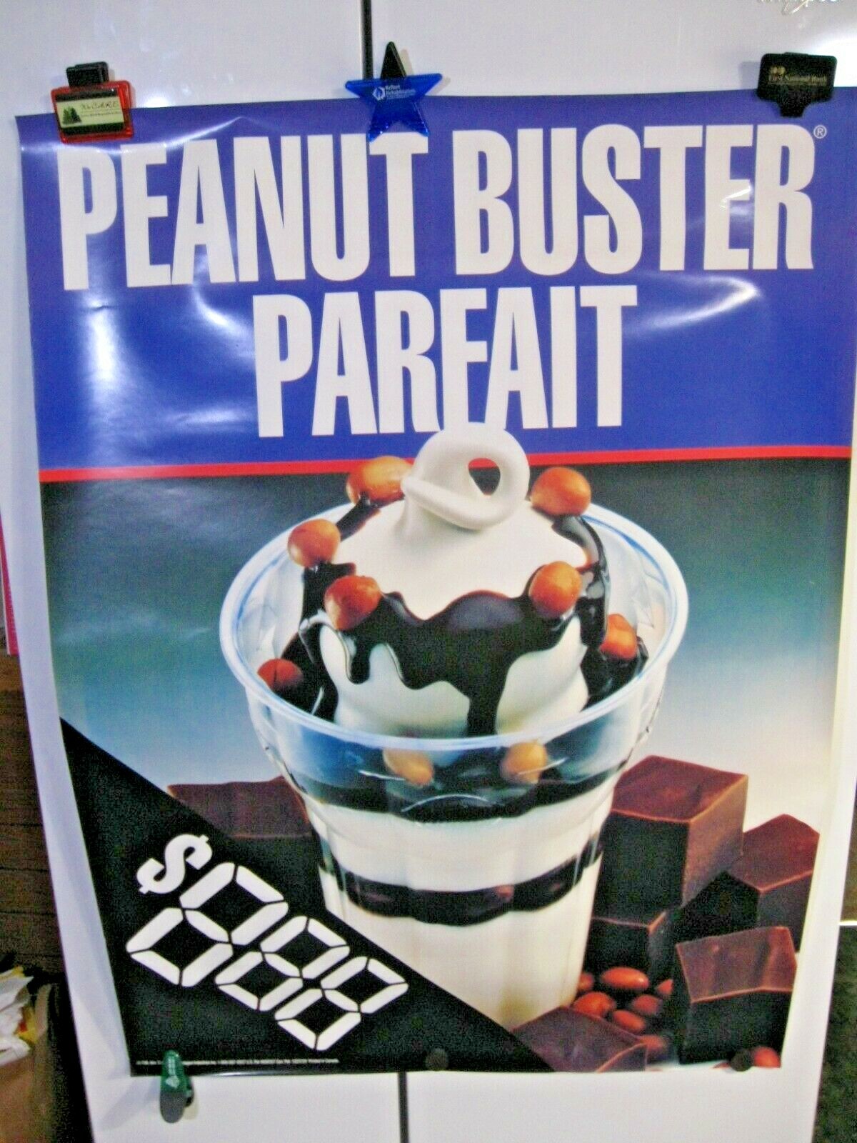 Vintage 1998 DAIRY QUEEN PEANUT BUSTER PARFAIT Poster 31" x 44" Ice