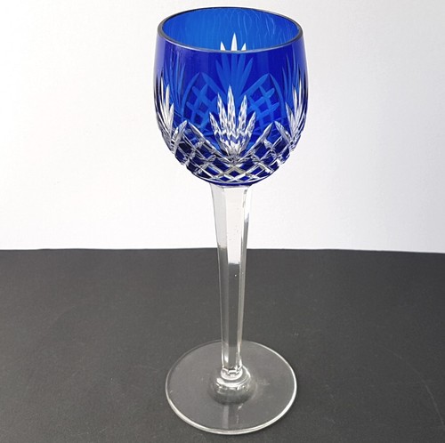 Wine Glass, Stemware Glas Flashed Glass Cobalt Blue Hand Cut Um 6233 7/12ft2 - Picture 2 of 14