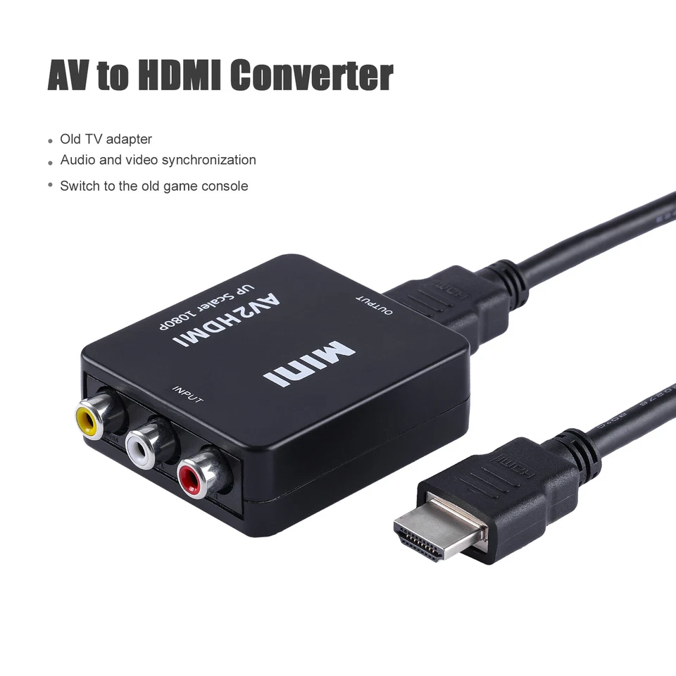3RCA AV to HDMI HD Converter Composite CVBS Audio Video Adapter Wii NES SNES - Image 3 of 4