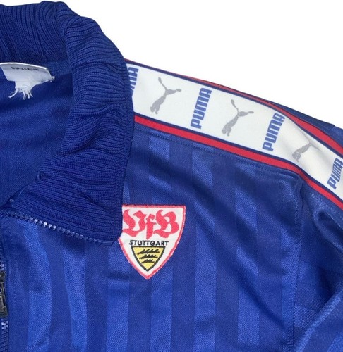 VTG 90S PUMA LOGO BLUE STRIPED HIPHOP STREETWEAR FOOTBALL TRACK JACKET L - Picture 2 of 7