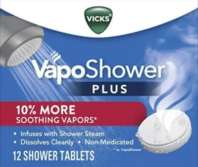 VapoShower Plus, Shower Bomb Tablets, Strong Soothing Non-Medicated Vapors 12 ct