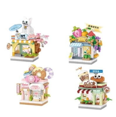 Klemmbausteine Set 4 Häuser Street LOZ 8601-8604 Micro Block Bricks 510 Teile