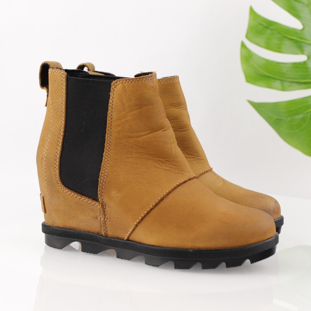 Sorel Womens Joan Of Arctic Boot Size Waterproof Tan Chelsea Bootie  Wedge