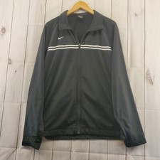 Nike Track Jacket Mens Large Zip Front Embroidered Swoosh Logo Vintage Stripe