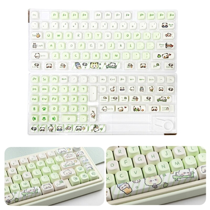 Milky Green Panda PBT Mechanical Keyboard Keycaps 137Keys MOA Theme