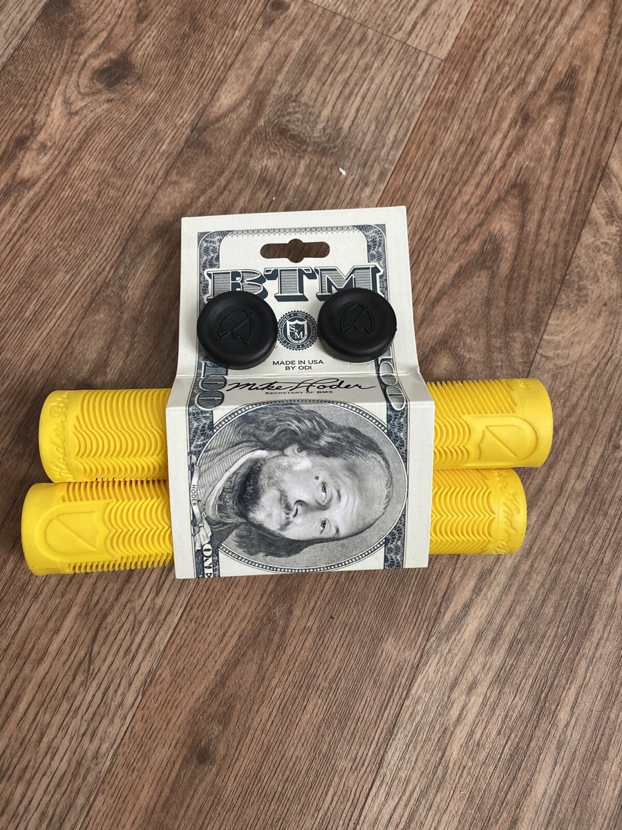 S&M BIKES HODER BMX GRIPS HOT YELLOW BTM MIKE GRIP BAR BARS NO