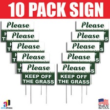 10X Please Keep Off The Grass Yard Bandit Coroplast Signs Plastic Window H Stake