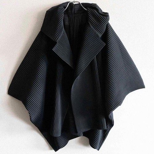 HOMME PLISSE ISSEY MIYAKE_Black Pleats Hoodie Jacket_size 3