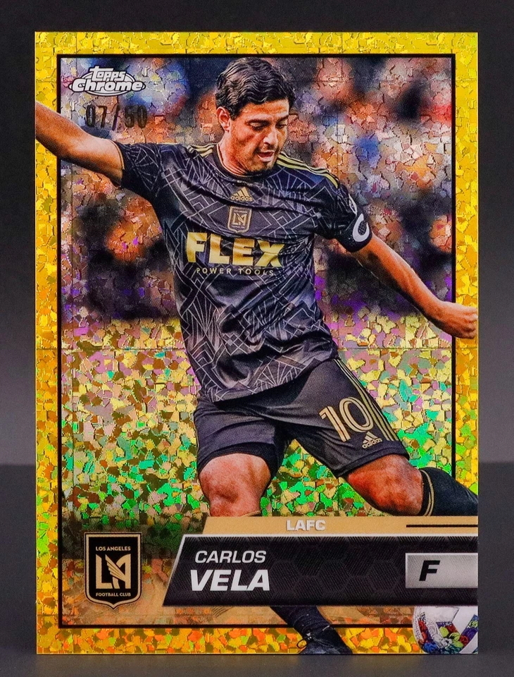 Carlos Vela 2023 Topps Chrome MLS #69 Gold Mini Diamond Refractor /50 - Image 2 of 3
