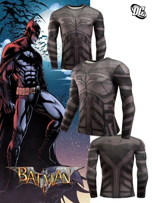 NEW! BATMAN MEN'S LONG SLEEVE COMPRESSION SHIRT SIZES (US M-XL