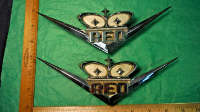 BH14 REO Hood Side Emblems Vintage 1960s #2770Y2 DIAMOND REO HEAVY DUTY TRUCKS