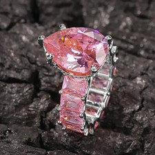 3 CT Pink CZ Engagement Ring Silver Plated Luxurious Ring Gift Ring For Women