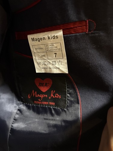 Boys Navy Blue 3 Piece Suit Set Size 7 Magen Kids - Picture 3 of 3