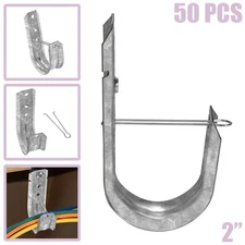 50 Pcs 2" J Hook Wall Mount w/ Retaining Clip Network Cable Cord Wire Management