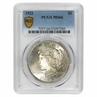 1922 Silver Peace Dollar $1 PCGS MS 66