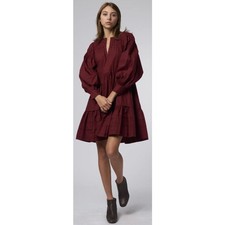 Ulla Johnson Rosa Dress Bordeaux Burgundy Cotton Poplin Womens Size 4