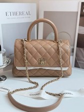 Auth Chanel Coco Handle Small Caramel Caviar Leather Top Handle Crossbody Bag