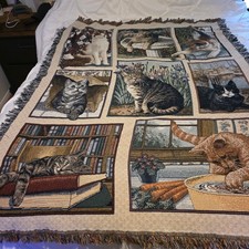 Kitty Corner Tapestry Throw Blanket 51x67 Cat...