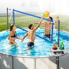 Juego de red de voleibol para piscina sobre el suelo con bandeja de almacenamiento - Voleibol para piscina