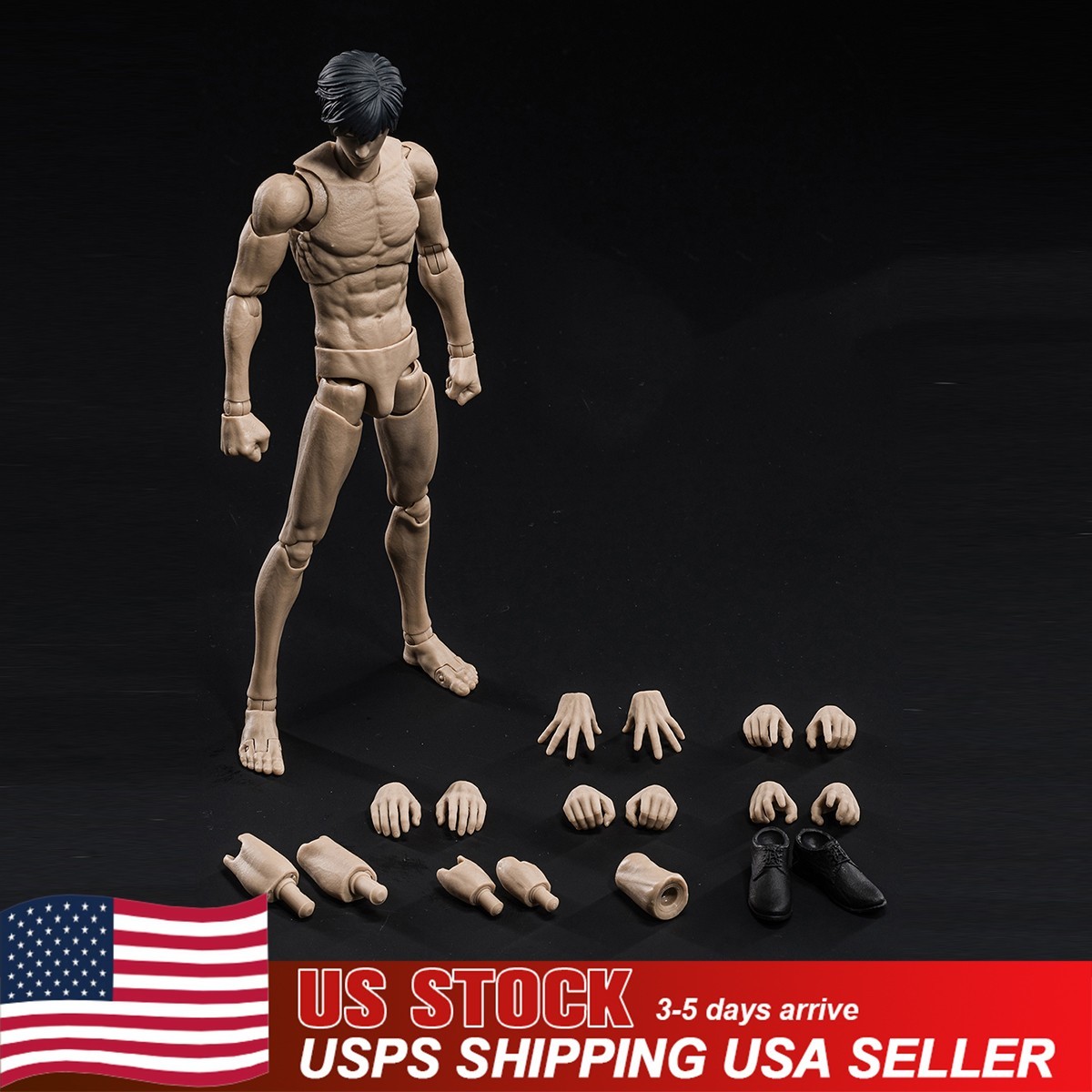 USA VTOYS X BMS VB003 1:12 Male Flexible Action Figure Jointed Body & Head Model