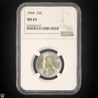 1944 Washington Quarter NGC MS 65 Nice Brilliant Luster
