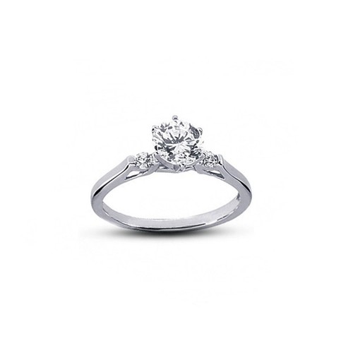 3.68ct H-SI2 Round Natural Certified Diamonds Platinum Classic Three-Stone Ring - Picture 3 of 4