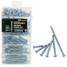 T.K.Excellent Flat Head Phillips Electrician's Machine Screw Kit,370 Pcs 