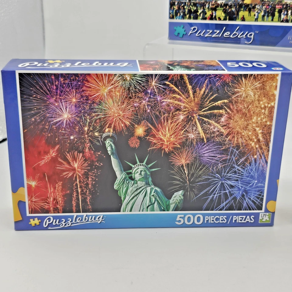PuzzleBug 500 Piece Jigsaws Lot of 3 SEALED: Candy, Hot Air Balloons, Fireworks - Image 2 of 4