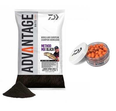 Daiwa Advantage Baits Method Mix Black Bundle Groundbait + Hookbait Mini Boilies