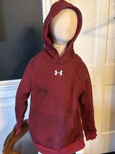 Under Armour Rival Fleece Hoodie Red Maroon Black Stripe Boys Youth Small