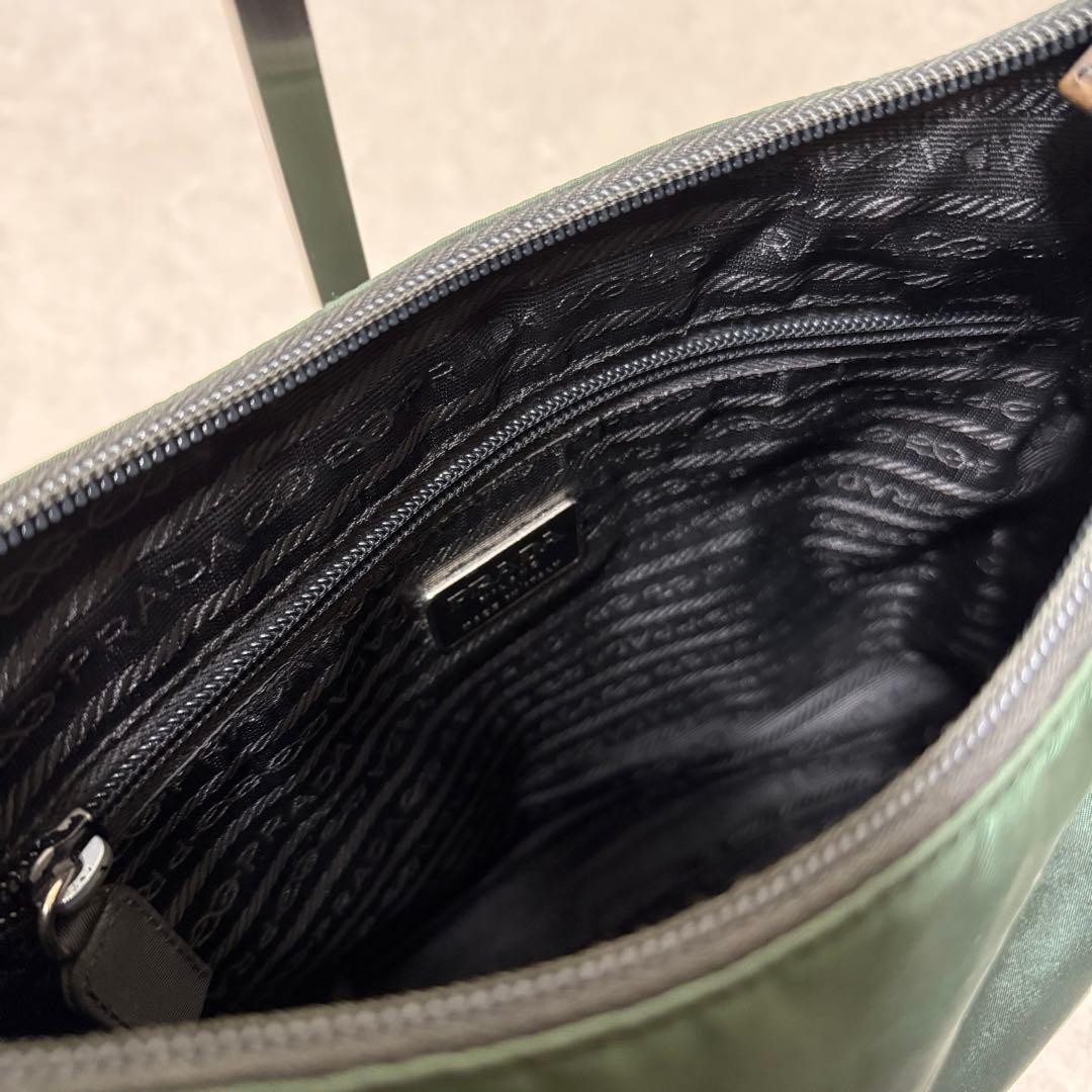 PRADA Pocono Khaki Leather Nylon Shoulder Bag Vintage Rare Authentic thumbnail 11