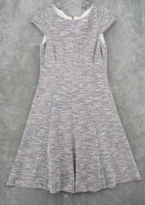 Eliza J Dress 12 Tweed Cap Sleeve A Line Pockets Preppy Career Office Stretch