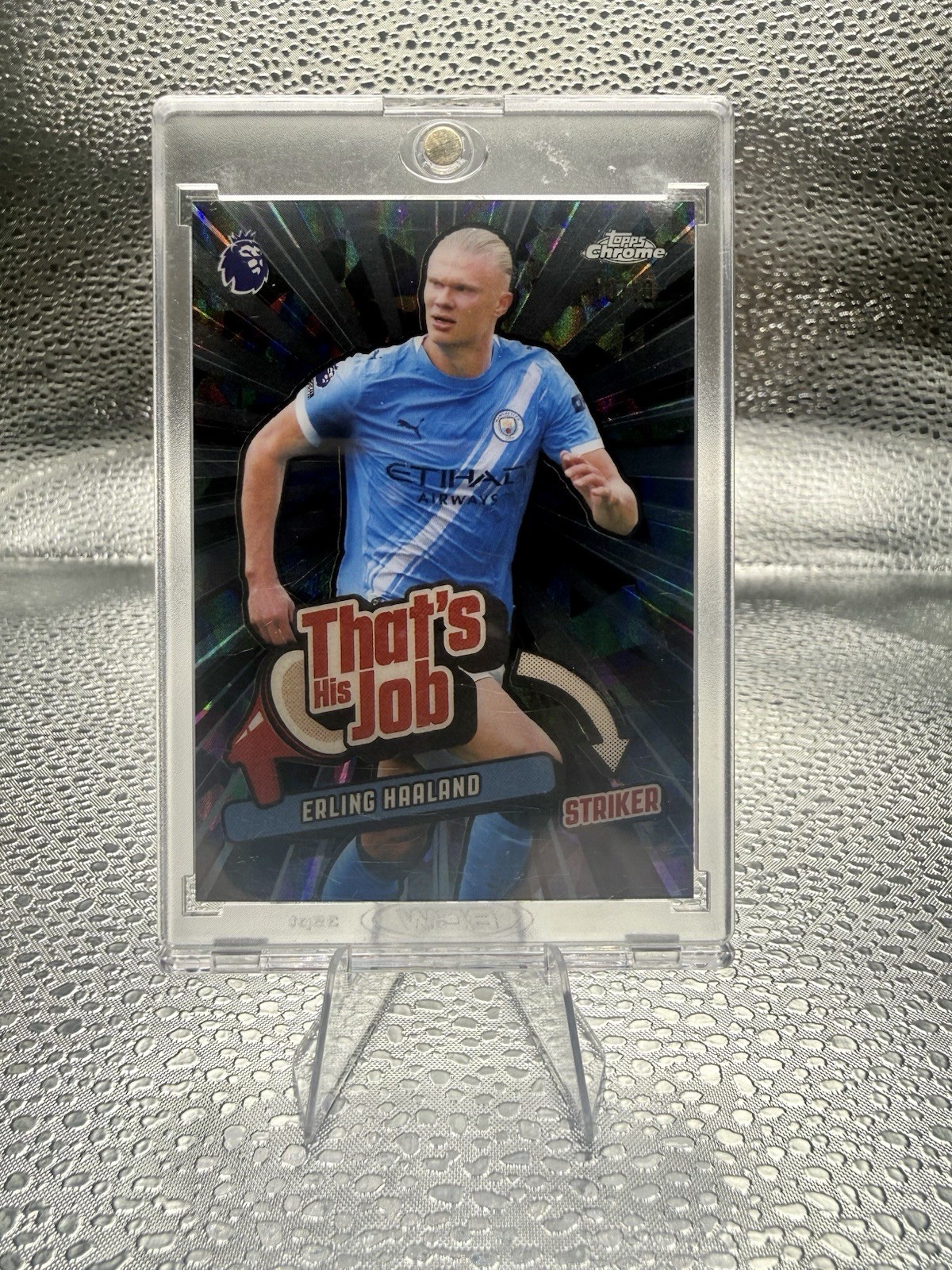 2025-26 Chrome Sapphire Premier League Erling Haaland That’s His Job Black 10/10