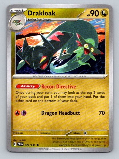 2025 Pokemon Card Prismatic Evolutions Drakloak 72/131