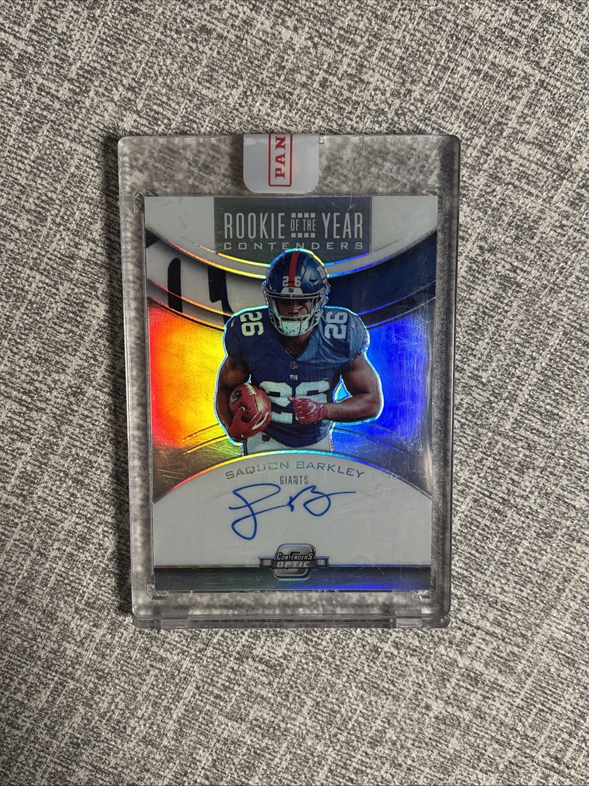 Saquon Barkley 2018 Panini Contenders Optic Rookie On Card Auto #RYA-SB Encased