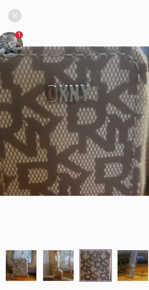 Mini billetera/monedero/accesorio con clip DKNY con monograma vintage con etiquetas Foto 3 de 4