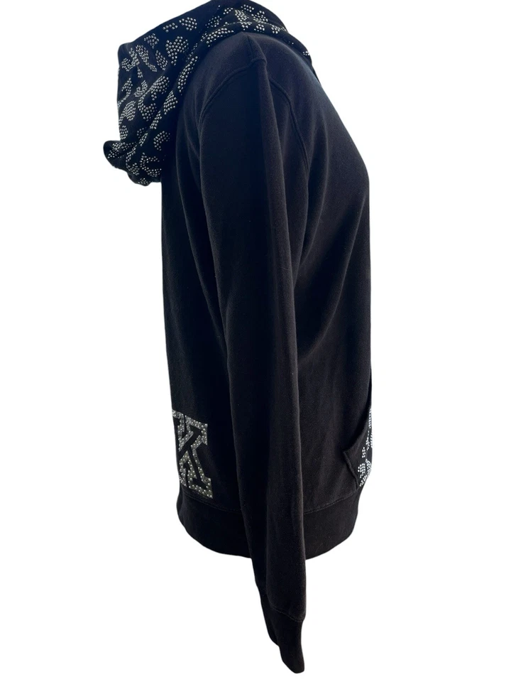 De Colección Y2K Victoria’s Secret ROSA Leopardo Bling Negro Cremallera Completa Sudadera con Capucha Lg Foto 4 de 4