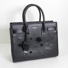 Saint Laurent Sac De Jour Black Stars Hearts Leather Tote Bag - See Description