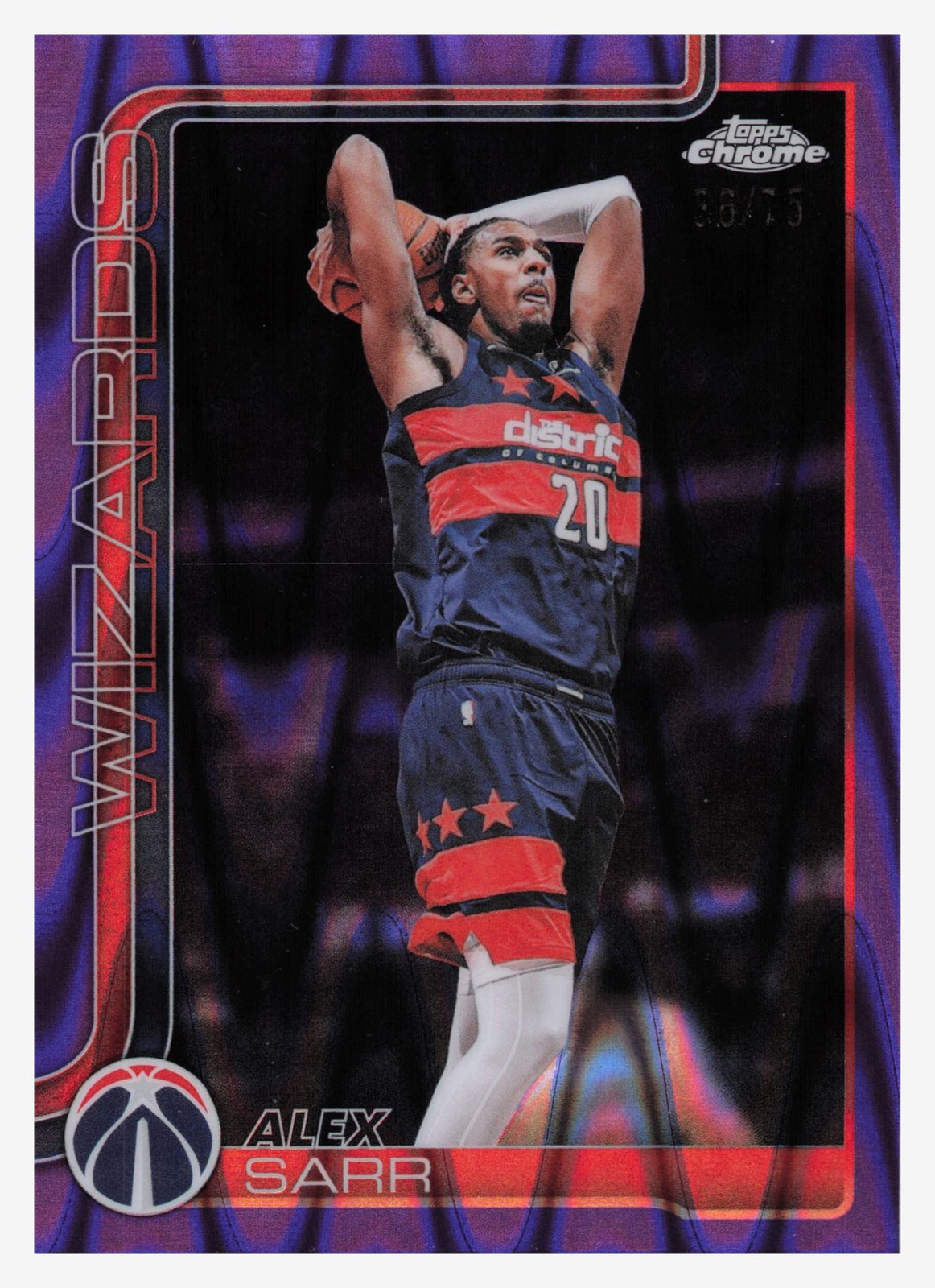 2026 Topps Chrome ALEX SARR RC #87 purple /75 Wizards Basketball