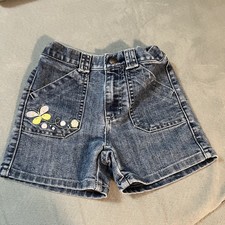 y2k vintage oshkosh denim butterfly embroidery girls shorts pockets Whimsical